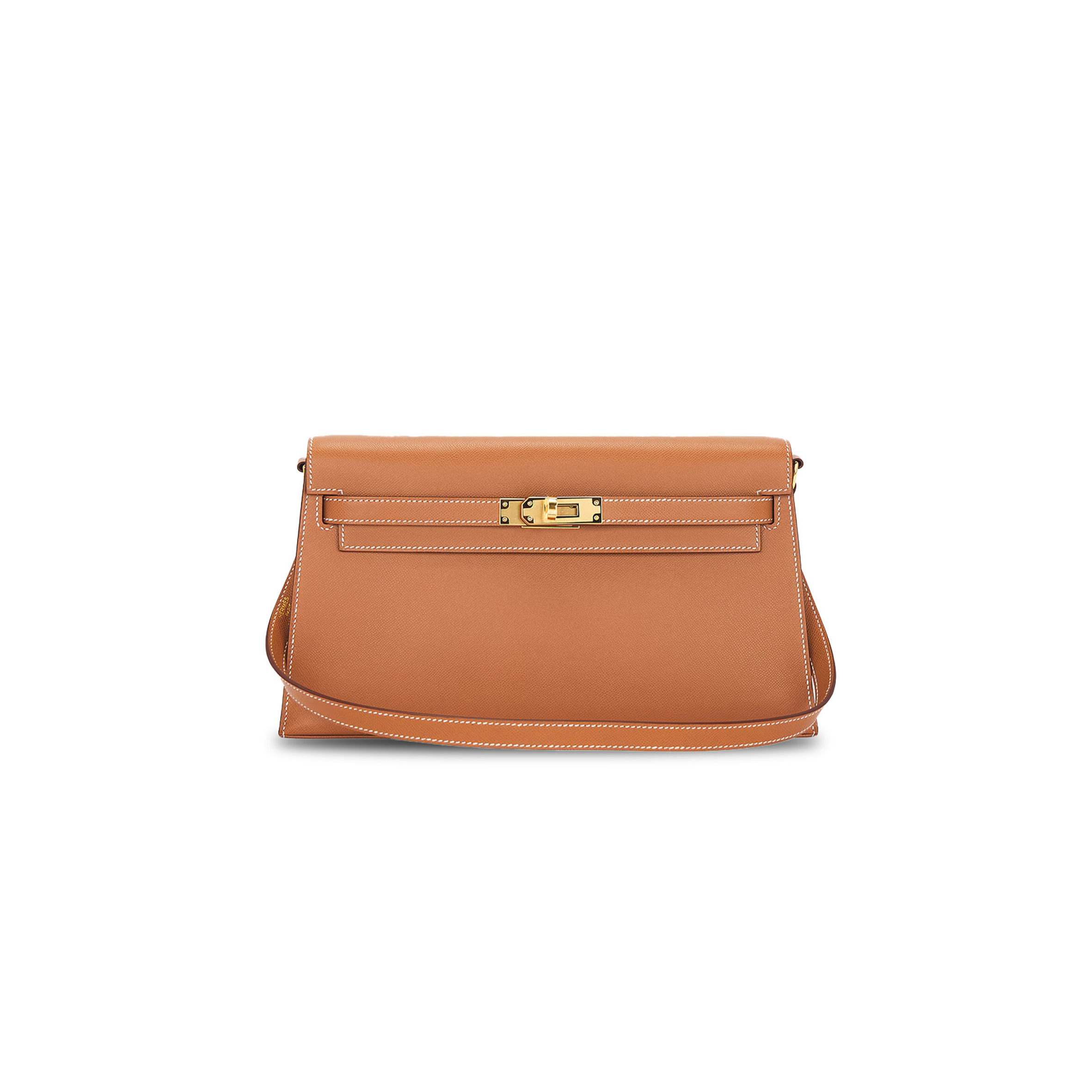 HERMÈS MASTER KELLY ELAN MADAME GOLDEN BROWN GOLD BUTTON (27.5*15*5cm)